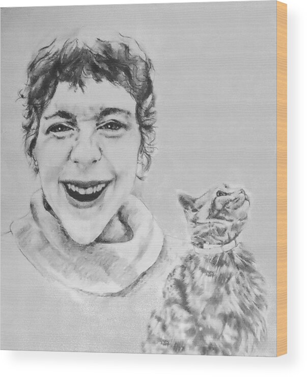 Portrait Wood Print featuring the drawing Randolph And Marmalade by Rory Siegel