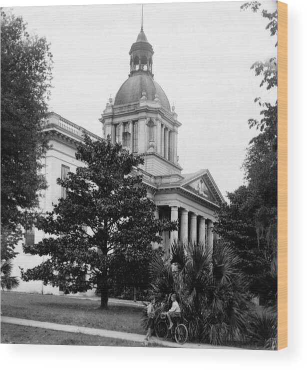 Tallahassee Wood Print featuring the photograph Tallahassee Florida - State Capitol Building - c 1929 by International Images