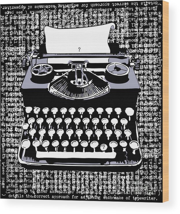 Typewriter Wood Print featuring the digital art Typography by Laura Brightwood