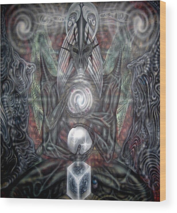 Alien Wood Print featuring the painting AiWaz #1 by Leigh Odom