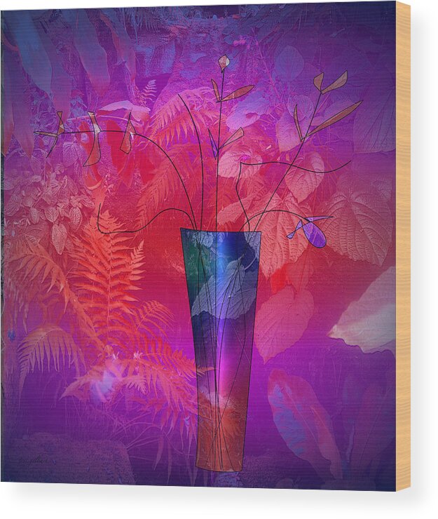 Vase Wood Print featuring the digital art Garden Vase #1 by Iris Gelbart