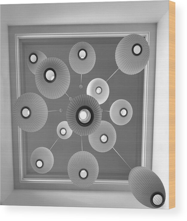 Architecture Wood Print featuring the photograph 13 Lights Head On B W by Rob Hans
