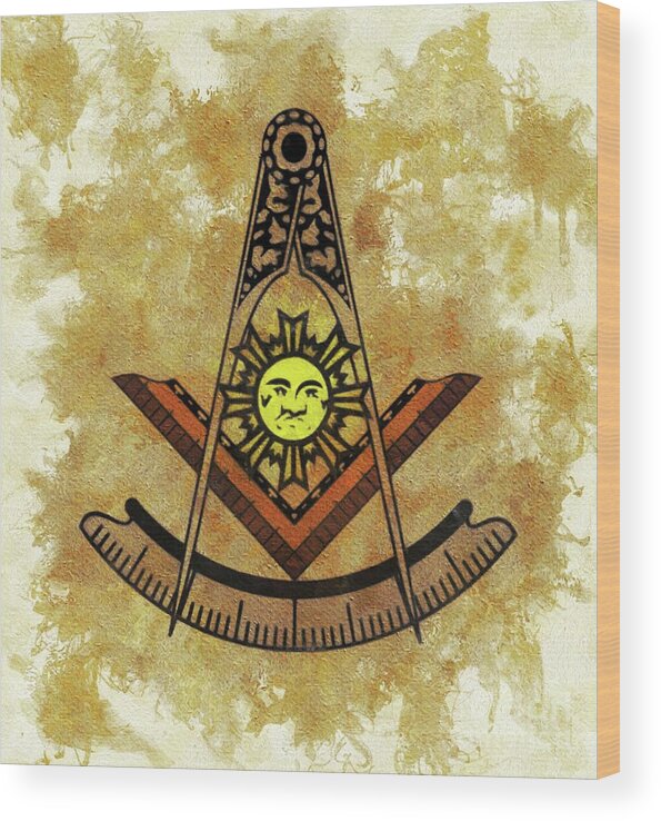Freemason Wood Print featuring the painting Freemason, Masonic, Symbols #9 by Esoterica Art Agency