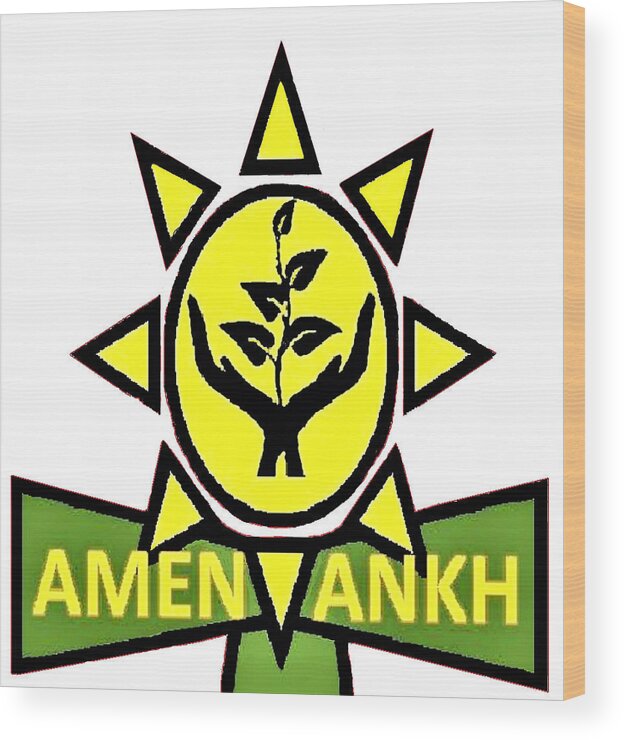 Graphic Design Wood Print featuring the tapestry - textile Amen Ankh by Adenike AmenRa