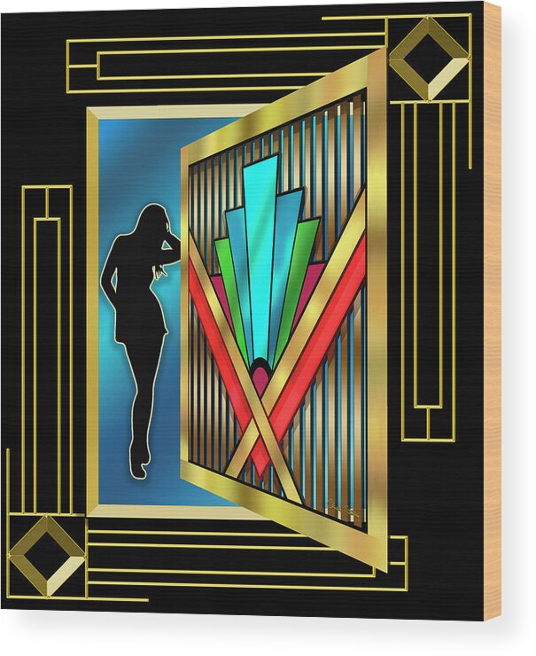 Staley Wood Print featuring the digital art Art Deco 15 3 D by Chuck Staley