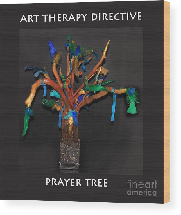 Art Therapy Wood Print featuring the painting Art Therapy Directive Prayer Tree by Anne Cameron Cutri