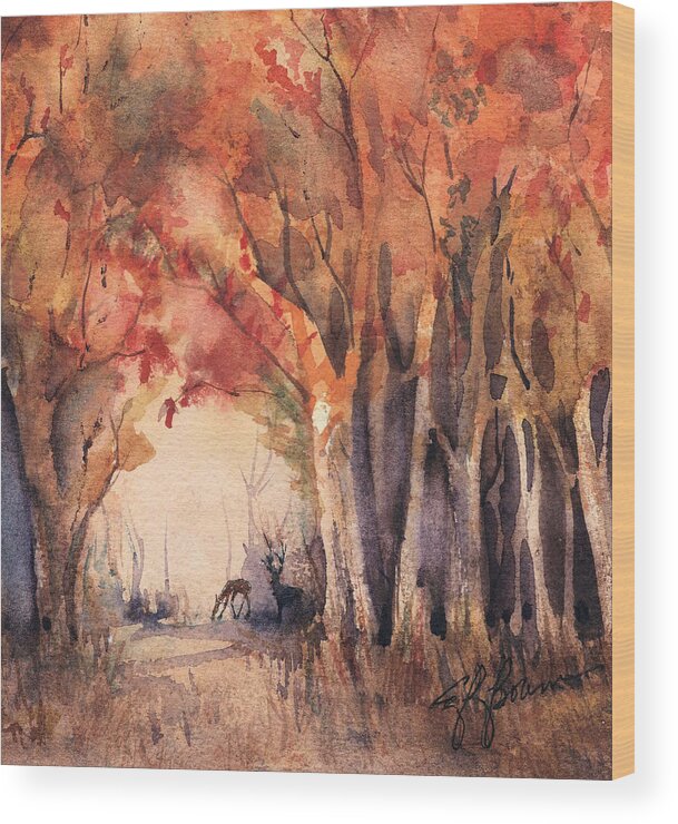 Deer Wood Print featuring the painting Blaze by Elise Boam