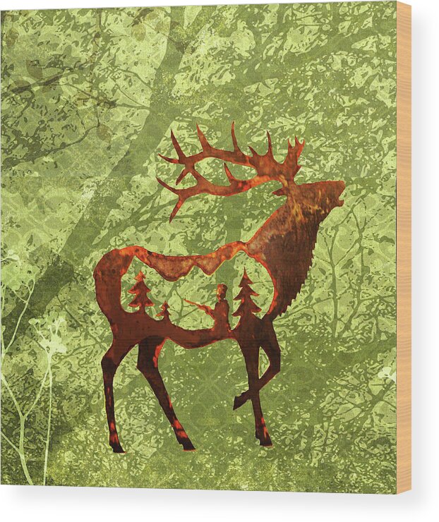 Bull Elk Wood Print featuring the photograph Bull Elk by Larry Campbell