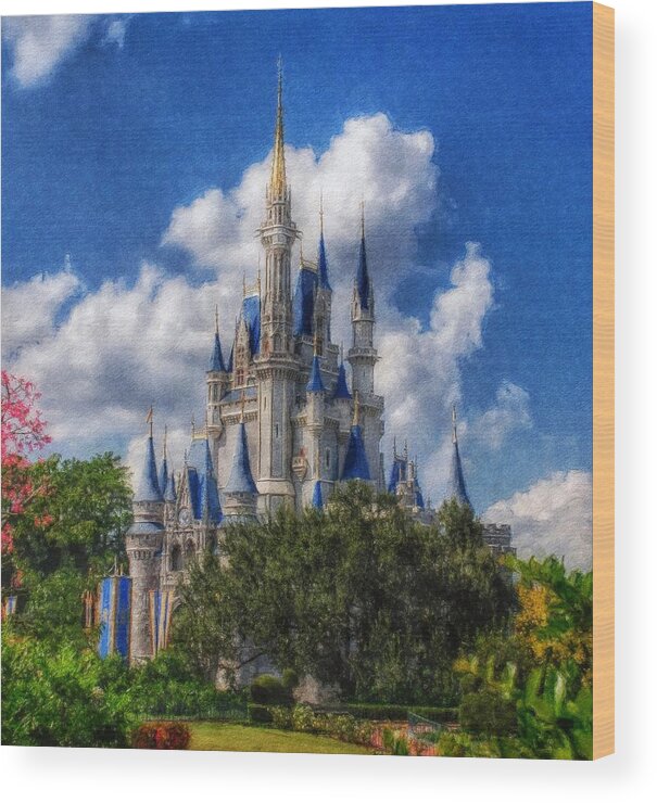 Castle Wood Print featuring the painting Cinderella Castle Summer Day by Sandy MacGowan