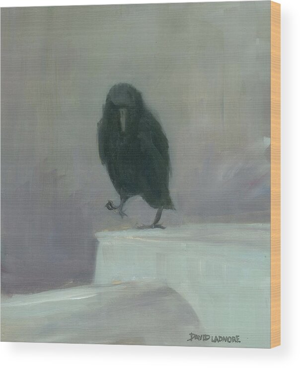Bird Wood Print featuring the painting Crow 16 by David Ladmore