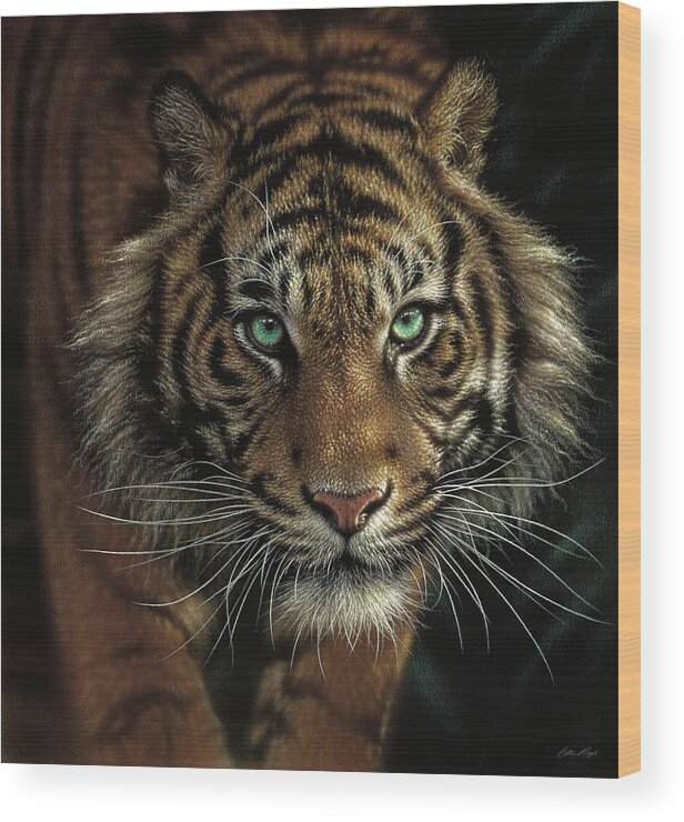Tiger Art Wood Print featuring the painting Eye of the Tiger by Collin Bogle