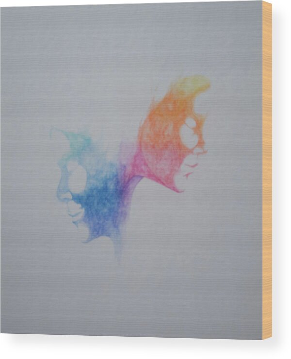 Faces Wood Print featuring the pastel Faces butterfly by Raffaello Saverio Padelletti