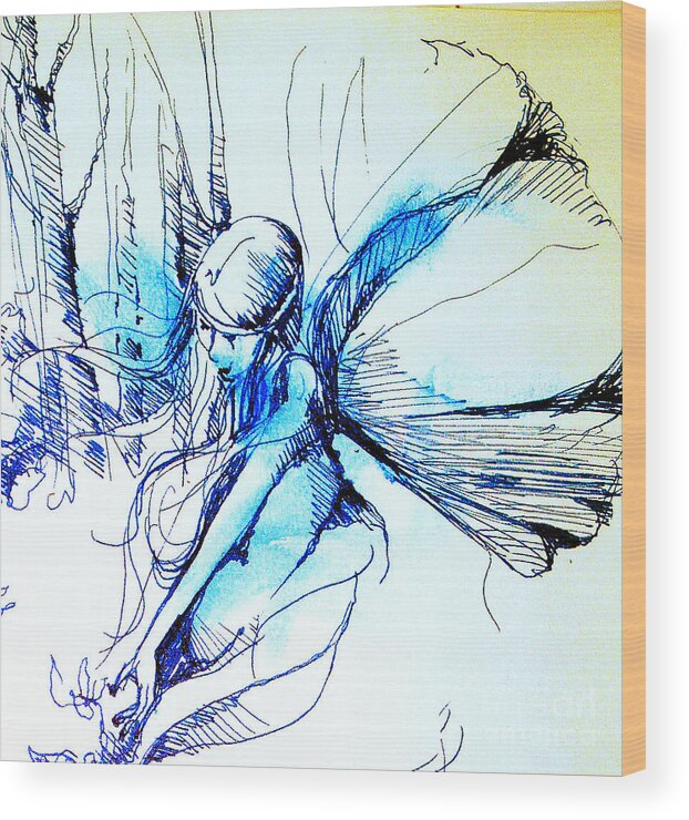 Fairy Wood Print featuring the drawing Fairy Doodles by Linda Shackelford