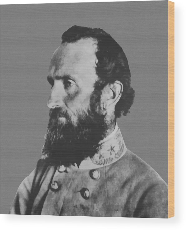 Stonewall Jackson Wood Print featuring the painting General Stonewall Jackson Profile by War Is Hell Store