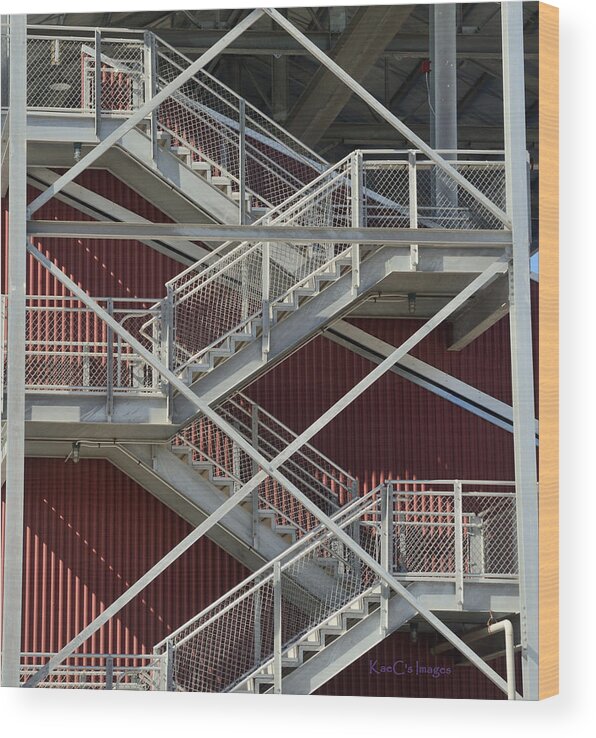 Metal Stairs Wood Print featuring the photograph Going Up by Kae Cheatham