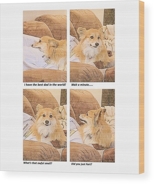 Corgi In The Garden Wood Print featuring the digital art Best Dad in the World by Kathy Kelly