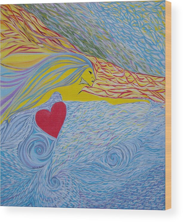 Love Wood Print featuring the painting Love For Ever by Sima Amid Wewetzer