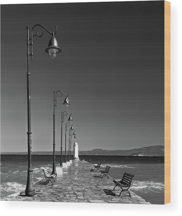 Aegean Wood Print featuring the photograph Old Stone Pier by Roy Pedersen