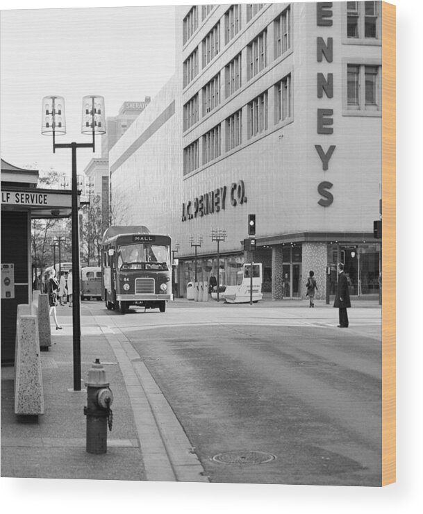 Book Work Wood Print featuring the photograph Penney's on the Mall by Mike Evangelist