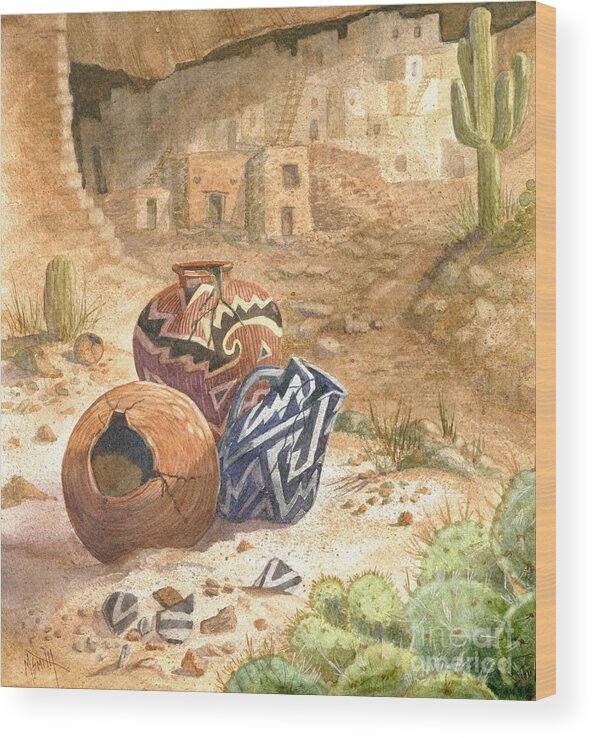 Anasazi Wood Print featuring the painting Remnants Of The Ancient Ones by Marilyn Smith