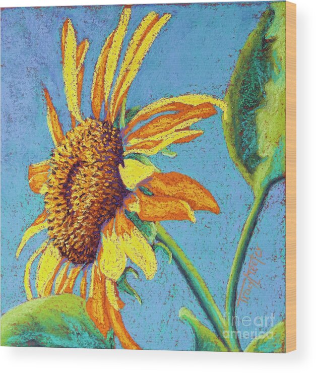 Sun Wood Print featuring the pastel Sol by Tracy L Teeter