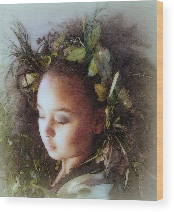 Girl Wood Print featuring the photograph Spring Crown by Jodie Marie Anne Richardson Traugott     aka jm-ART