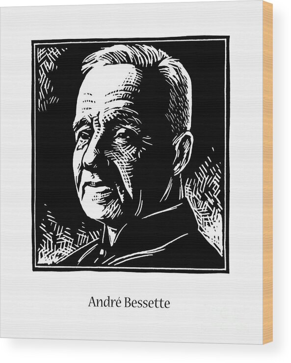 St. Andr Bessette Wood Print featuring the painting St. Andre Bessette - JLANB by Julie Lonneman