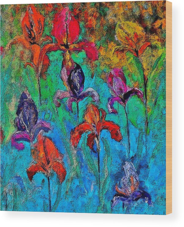 Flowers Wood Print featuring the painting Summer Flower Power Poster by Lisa Kaiser