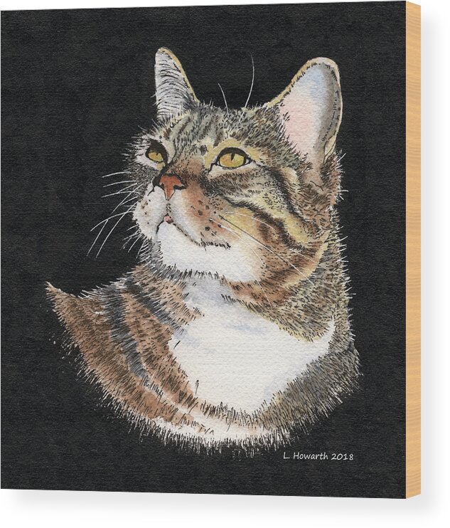 Cat Wood Print featuring the painting Suncatcher by Louise Howarth