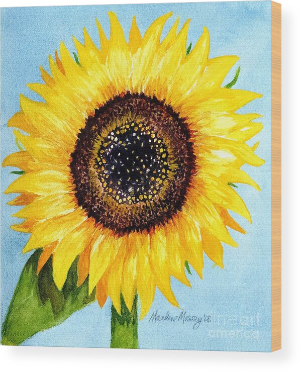 Sunflower Wood Print featuring the painting Sunny by Marlene Schwartz Massey