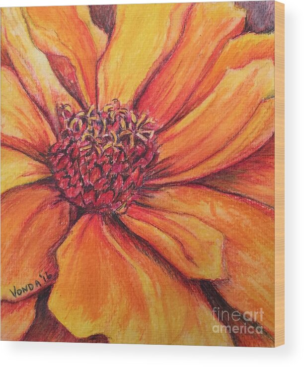 Macro Wood Print featuring the drawing Sunny Perspective by Vonda Lawson-Rosa