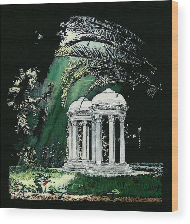 Baha'i Wood Print featuring the painting The Shrines of Baha'u'llah's wife, Navvab, and of His son, Mirza Mihdi by Sue Podger