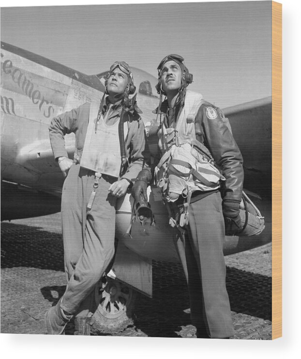 Benjamin Davis Wood Print featuring the photograph Tuskegee Airmen by War Is Hell Store