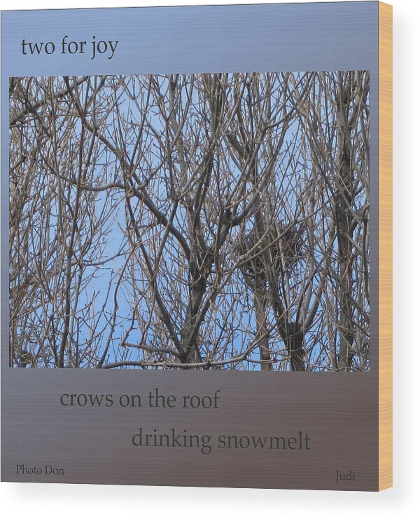 Poetry Wood Print featuring the digital art Two for Joy Spring Haiga by Judi and Don Hall