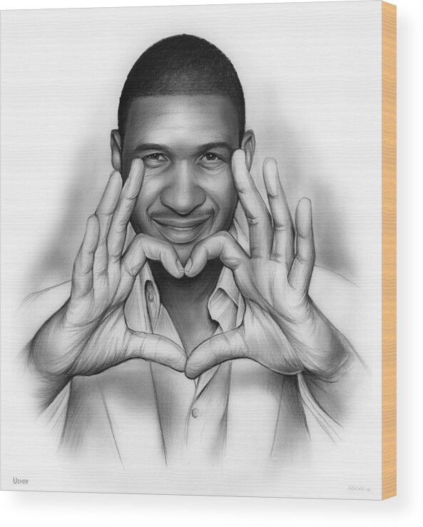Usher Wood Print featuring the drawing Usher by Greg Joens