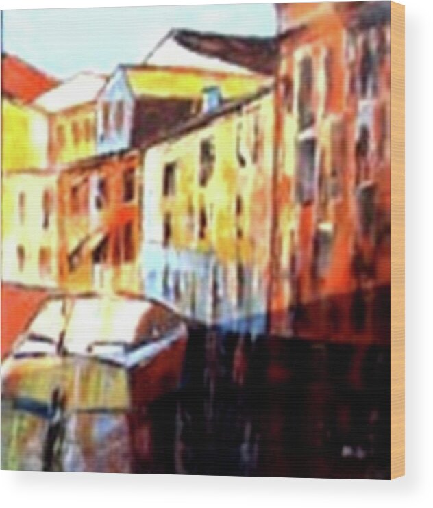 Venice Wood Print featuring the painting Venice Canal Cruise 3 by Miki Sion