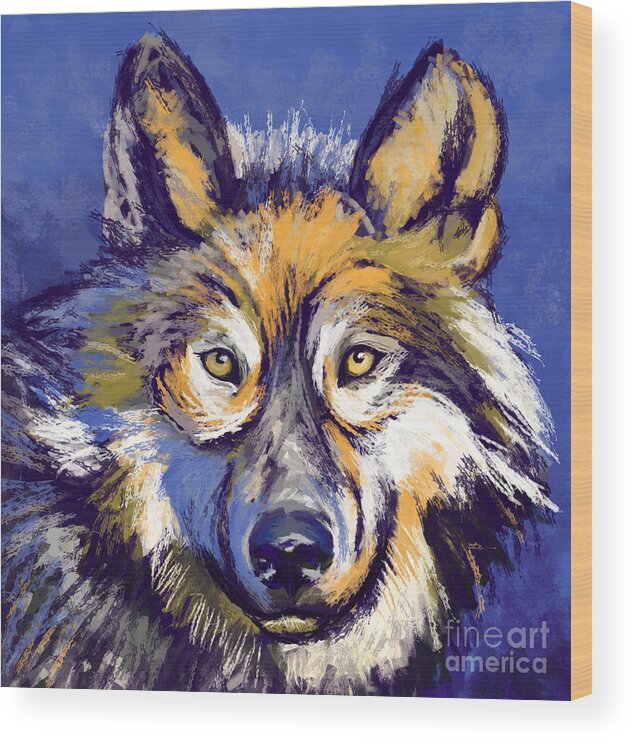 Wolf Wood Print featuring the painting Wolf by Tim Gilliland