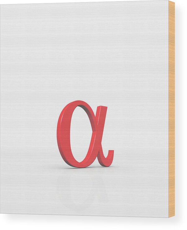 Education Wood Print featuring the digital art Greek Letter Alpha, Lower Case #1 by David Parker