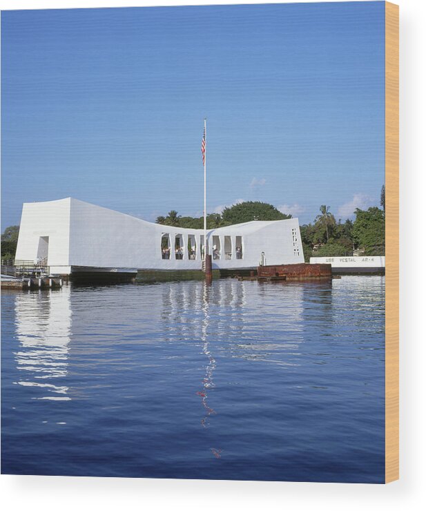 Uss Arizona Memorial Wood Print featuring the photograph USS Arizona Memorial Pearl Harbor #1 by David L Moore