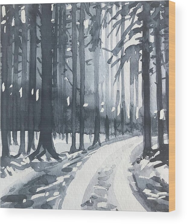 Trees Wood Print featuring the painting Winter Trees #2 by Luisa Millicent