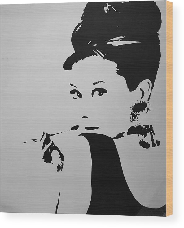 Audrey Hepburn Wood Print featuring the photograph Audrey B W by Rob Hans
