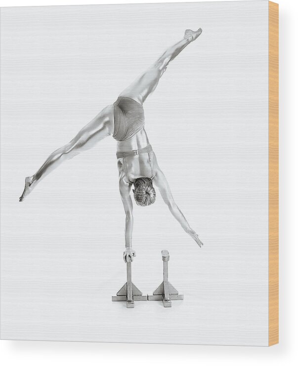 Gymnast Wood Print featuring the photograph Balance - Gymnastics Series by Howard Ashton-jones