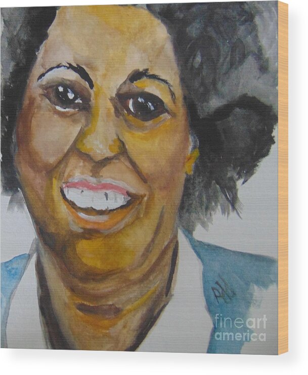 Toni Morrison Wood Print featuring the painting Beloved Queen Toni by Saundra Johnson