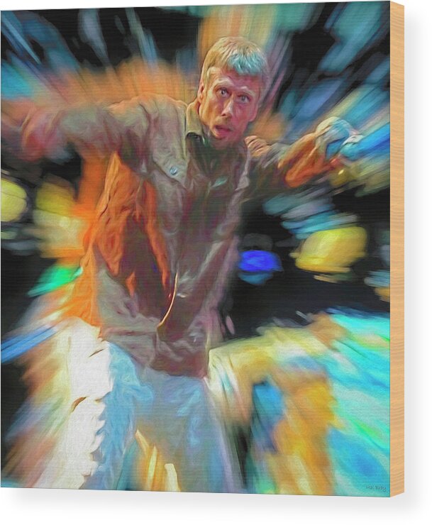 Bez Wood Print featuring the mixed media Bez Happy Mondays by Mal Bray