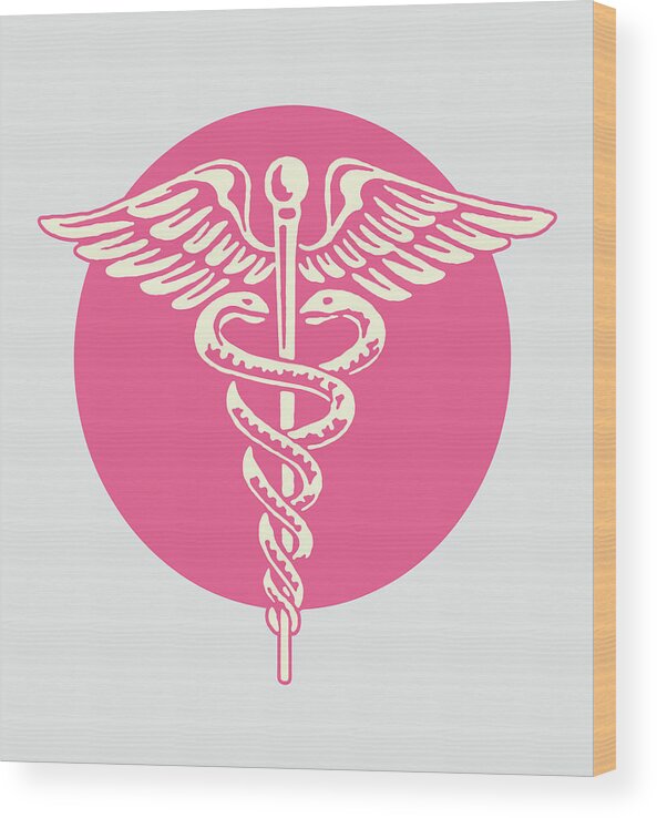 Animal Wood Print featuring the drawing Caduceus Medical Symbol by CSA Images