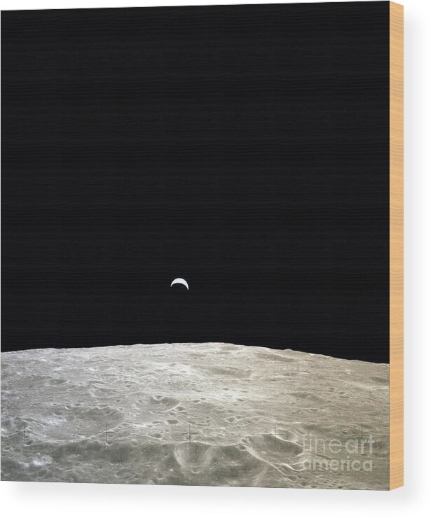 Earth Wood Print featuring the photograph Earthrise During Apollo 12 by Nasa/science Photo Library
