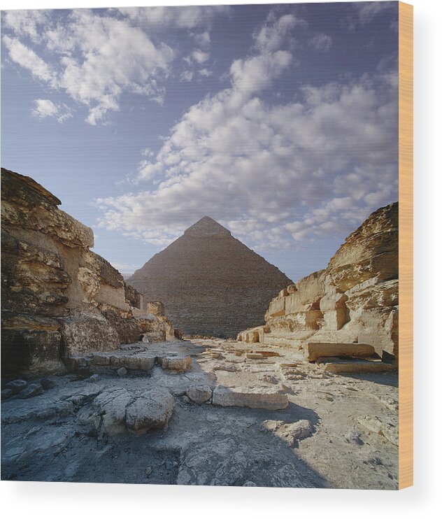 Outdoors Wood Print featuring the photograph Egypt, Giza, Pyramid Of Khafre Digital by Ed Freeman