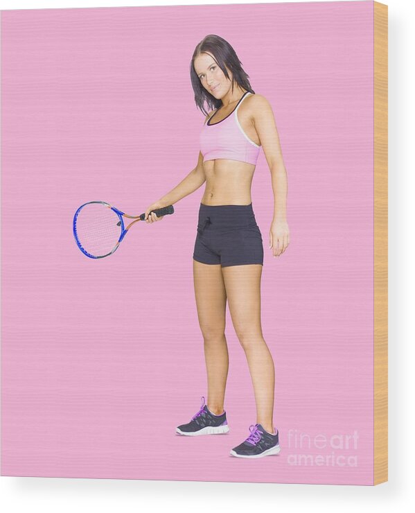 Tennis Wood Print featuring the photograph Fit Active Female Sports Person Playing Tennis by Jorgo Photography
