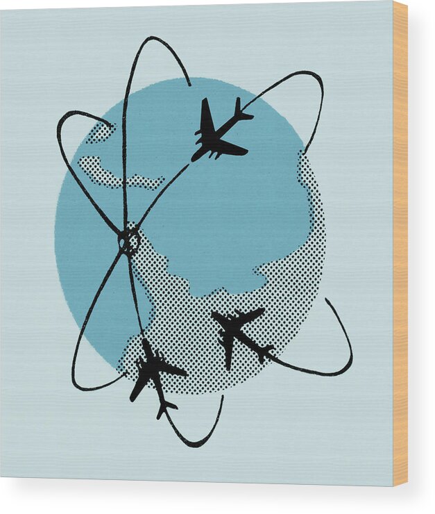 Air Travel Wood Print featuring the drawing Global Air Travel by CSA Images