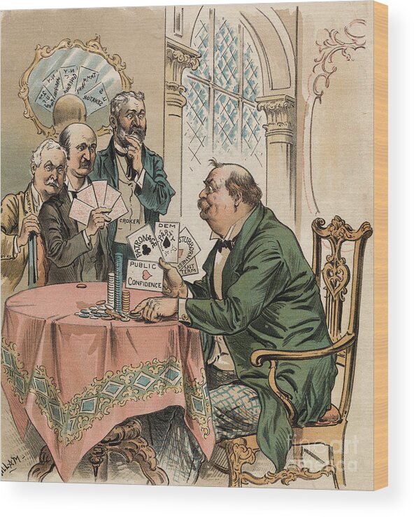 Art Wood Print featuring the photograph Grover Cleveland Playing Poker by Bettmann